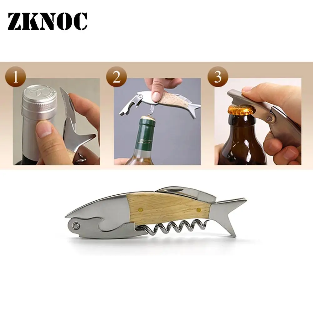 Многофункциональный штопор ZKNOC 1 шт. в форме рыбы открывалка для бутылок 3d с