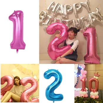 

10pcs/lot 40inch oversize Figure Blue Pink Number Helium Foil Balloons air ballon Birthday Wedding Party supplies Digital globos