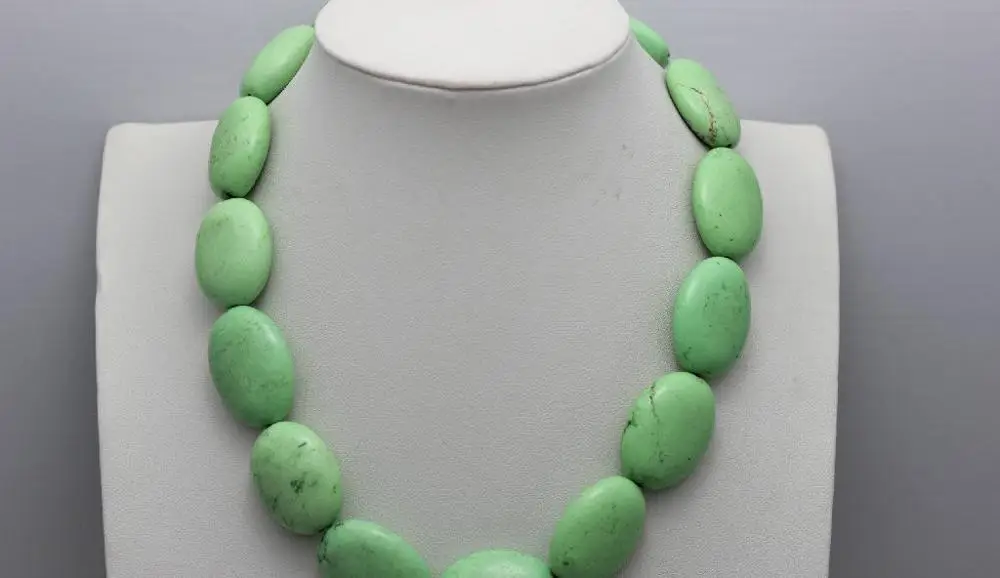 

Oval Green turquoise necklace DIY material 20x30mm 14-15INCH 5.24