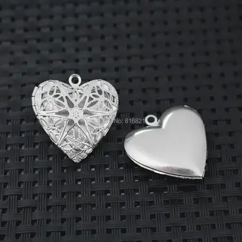 

25mm Stainless Steel Locket Pendant Heart Charms Openable Filigree Essential Oil Aromatherapy Diffuser Photo Locket Pendant
