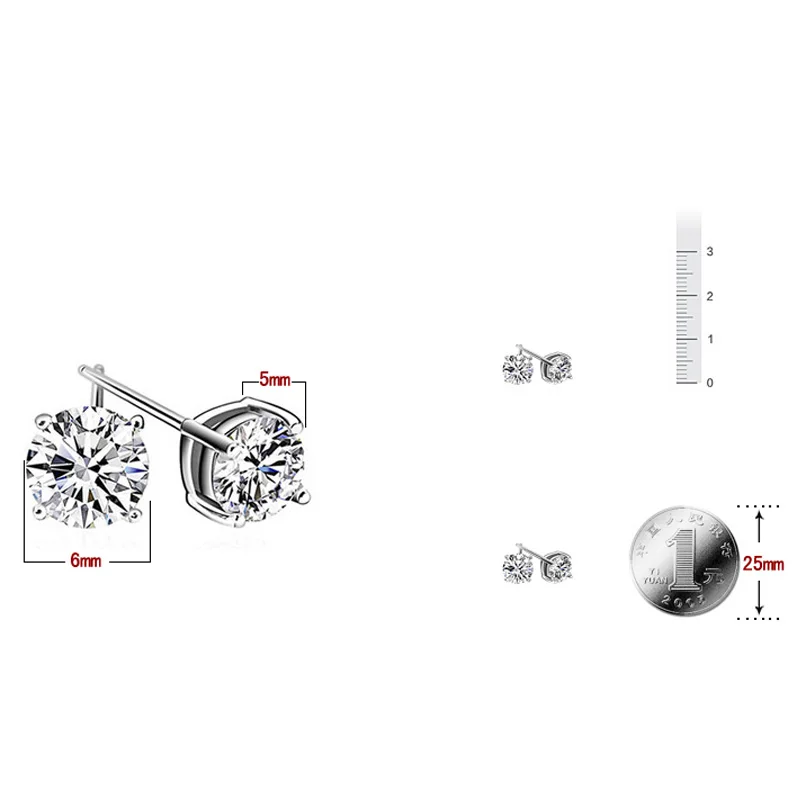 Romantic Jewelry Four-Claws Stud Earrings Wedding Elegant Silver Color AAA Cubic Zirconia Stone Brincos Bijoux For Womn E112A