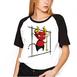 Летняя женская футболка, Топы, модная футболка с рисунком демона Харадзюку, женская футболка с рукавом реглан, повседневные милые футболки