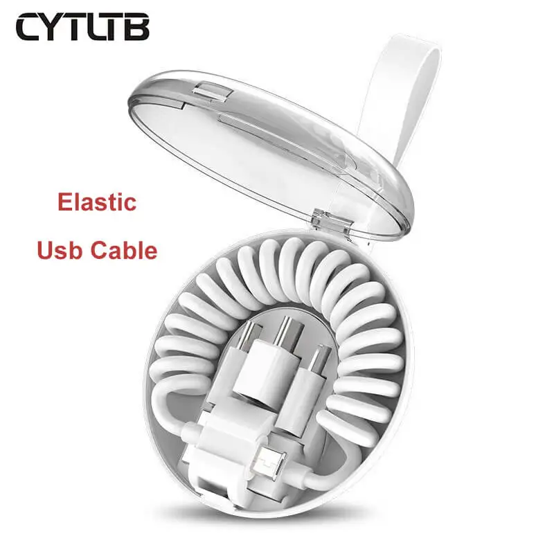 

Spring Coiled USB Cable For IPhone For Android High Quality Typ-c to Mini to Micro Fast Charge 3 in 1 Spring Data Cable Colorful