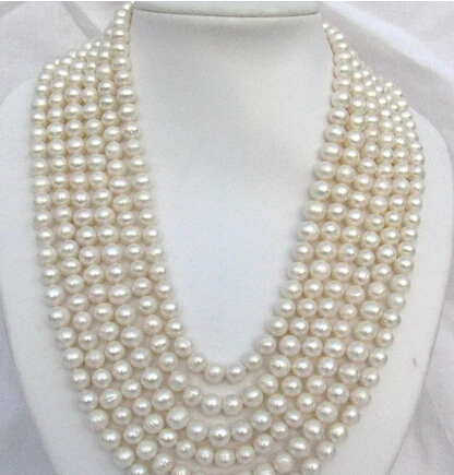 

N2386 long 116"8-9mm round white freshwater pearl necklace % Discount AAA