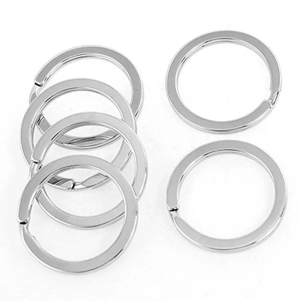 

6 Pcs Hasps Silver Tone Metal Flat Split Rings Keyrings Keychains Keys Holder