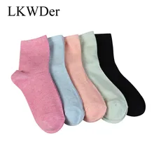 LKWDer, 5 пар, женские носки, одноцветные, яркие цвета, весна-осень, носки, дышащие, повседневные, хлопковые, женские носки, Calcetines Meias