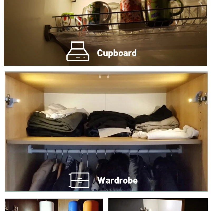 Универсальный светодиодный светильник под шкафом внутреннее шарнирное освещение для гардероба светодиодный ночник шкаф датчик света для кухни Armario спальни