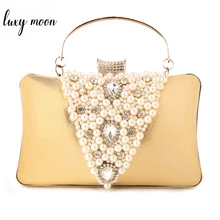 Роскошный вечерний клатч с жемчужинами, украшенный бусинами, Женская сумочка, Кристальные клатчи на день, Свадебный Банкетный Кошелек, сумочки через плечо на цепочке