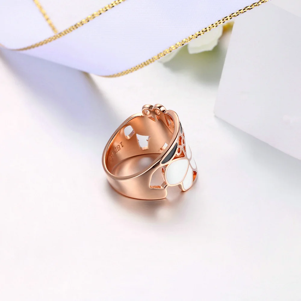 Женское Винтажное кольцо с листьями и бабочками цвета розового золота|ring rose gold|ring