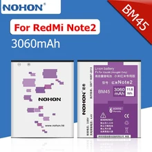 100% NOHON 3060mAh High Capacity New Battery For Xiaomi RedMi Note2 RedRice Note2 HongMi Note 2 BM45 Replacement Batteries