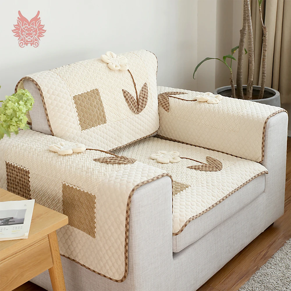 Korean style cotton linen corduroy plaid spliced quilted ...