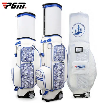 

PGM Authentic Golf Bag Blue and White Porcelain Embroidery Flexible Golf Airbag Women Retractable Bags Can Hold A Full Set D0739