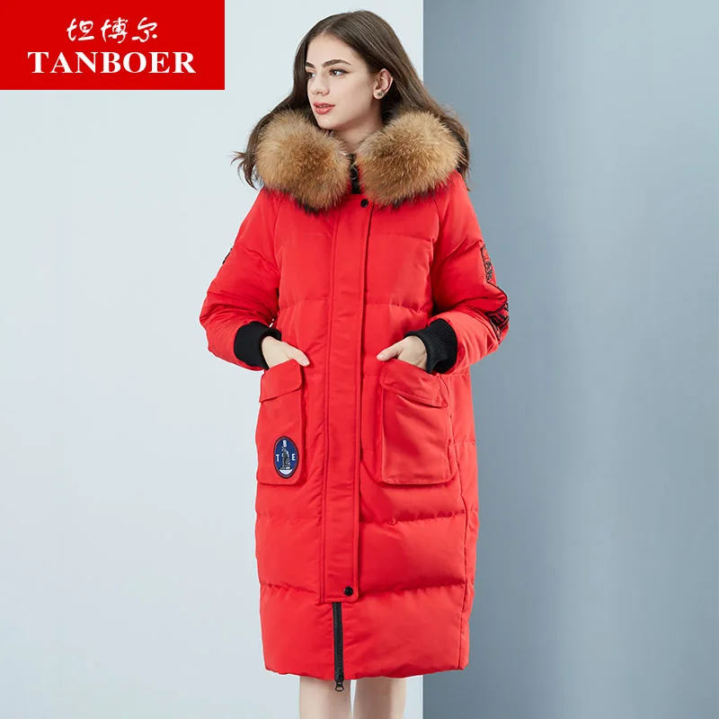 

TANBOER women's down jackets office lady with hood Chinese style white goose down jacket winter coat TB18752