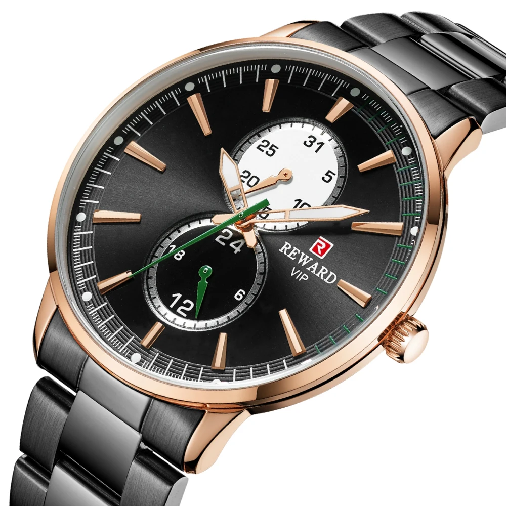 

Reward Watch Men Fashion Business Watches Golden Men's Casual Waterproof Quartz Wristwatch Stainless Steel Relogio Masculino