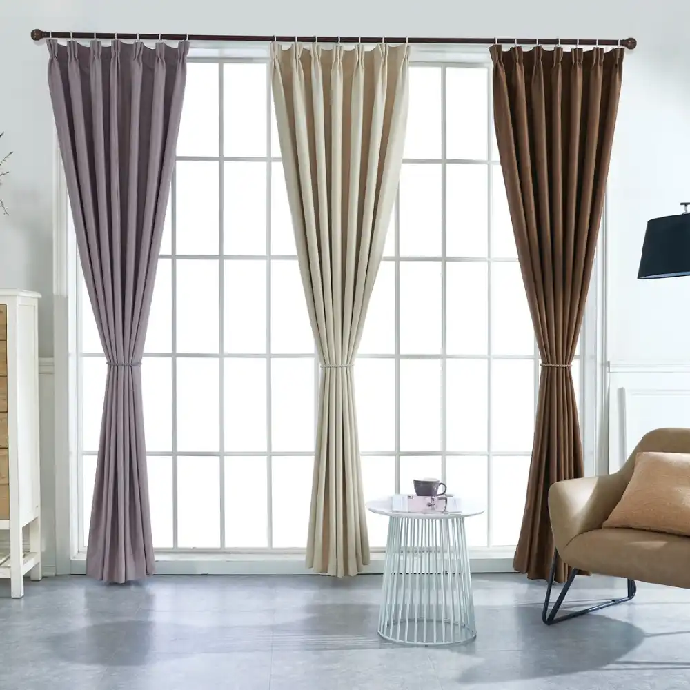 Suede Thermal Window Curtains For Living Room Black Out Ivory
