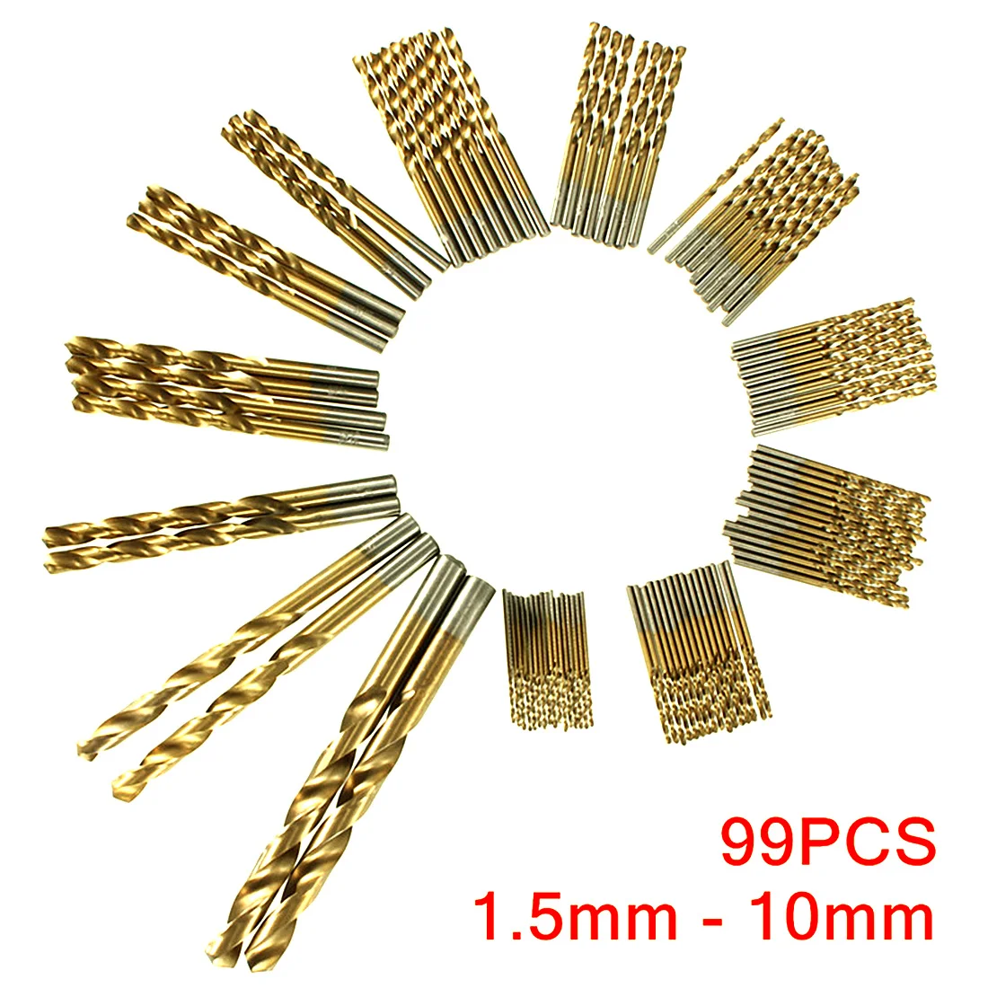 99pcs/set Titanium Coated Twist Drill Bits Set Tool Metric System 1.5mm-10mm 99pcs/set Titanium Coated Twist Drill Bits Set Tool Metric System 1.5mm-10mm