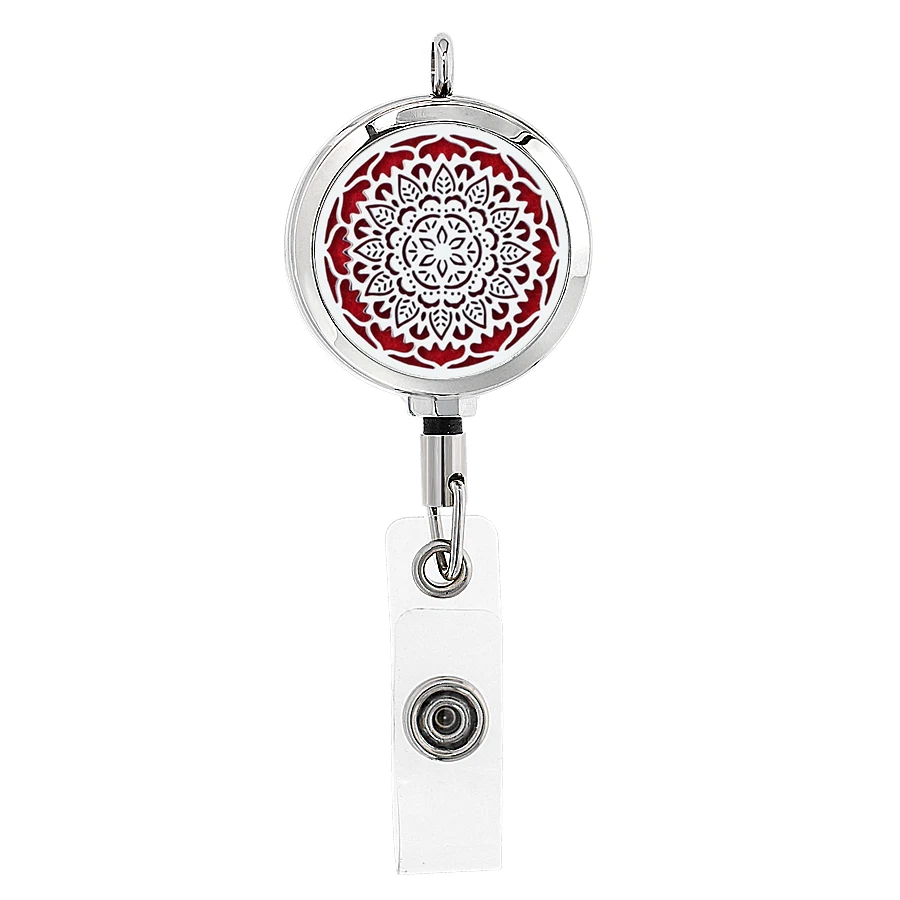 

30mm ID Badge Scroll Holder Card Retractable Pendant Aromatherapy Essential Oil Diffuser Perfume Box Fun Gift Free 10 refills
