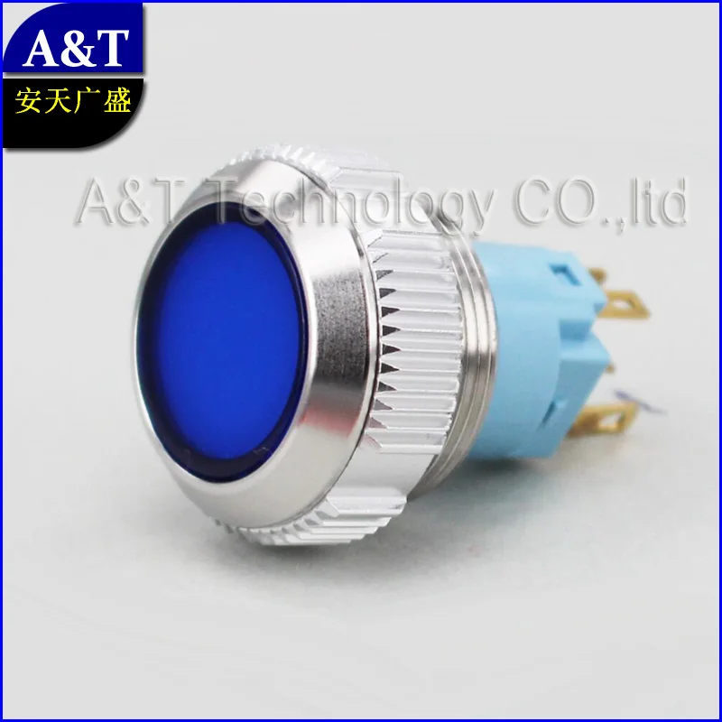 

Metal Anti vadnal Waterproof IP67 Automotive Push Button 12v 24v 220V Blue Eagle Eye Ring Led illuminated Soft Light Car Switch
