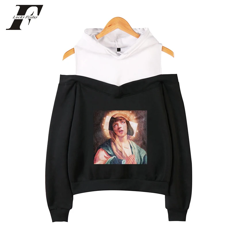 

Virgin Mary women off-shoulder Sexy Hoodies Streetwear Hip Hop 2019 Sweatshirts Women Long Sleeve Funny Hooded Clothes