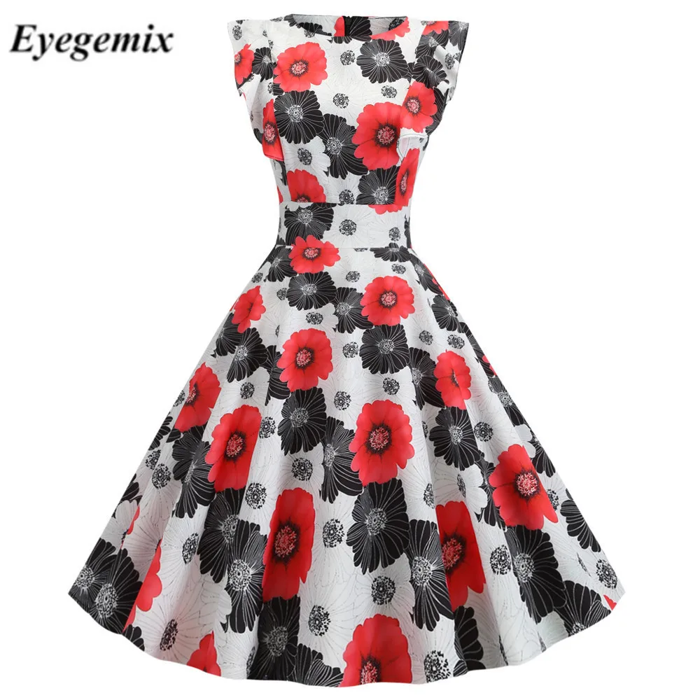 Женское летнее платье в стиле ретро 50 s 60 Robe Femme Rockabilly Pinup повседневные элегантные