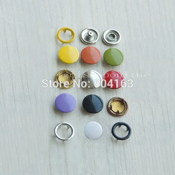 One Press Fastener tool 50 pcs 3//8/" Open ring stud Snap button Sew mix color