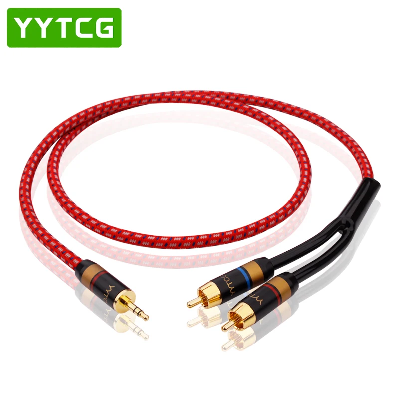 YYTCG Hifi Canare 3.5mm to 2RCA Audio Cabler PC Mobilephone Amplifier Interconnect High Qualitu 3.5 Jack to RCA Cable