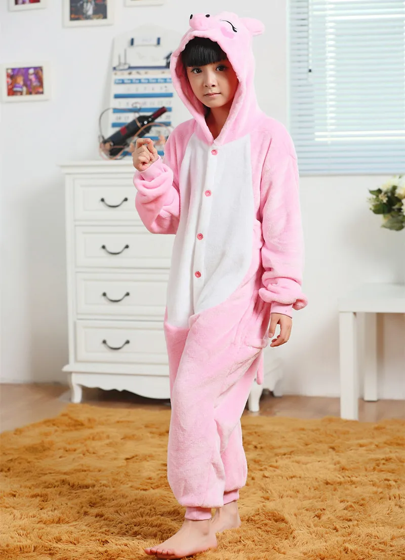 Kigurumi-Pijama de franela de cerdo rosa para niños, disfraz de Cosplay para Halloween, carnaval, fiesta de año nuevo