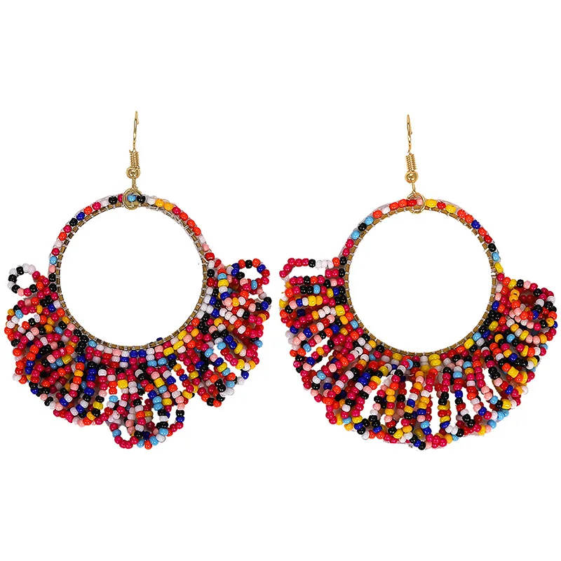 2019 Boho модные бусины серьги с кисточками ручная работа геометрические