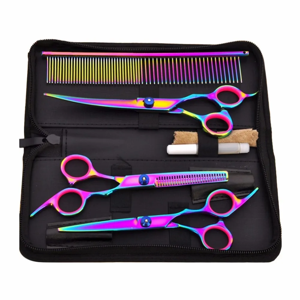 Pet Hair Cut Colorful Scissors Clippers Flat Tooth Cut Pet Hair Cut Colorful Scissors Clippers Flat Tooth Cut