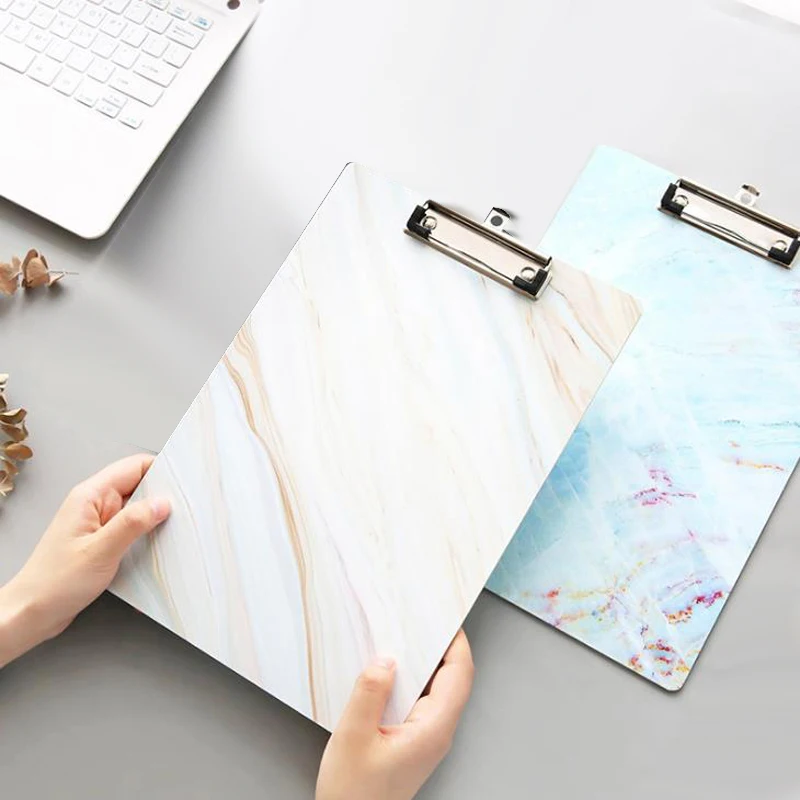 

1 Pcs Cute A4 Marble Series Clipboard File Folder Stationary Board Hard Board Writing Plate Clip Document File Folders Gifts