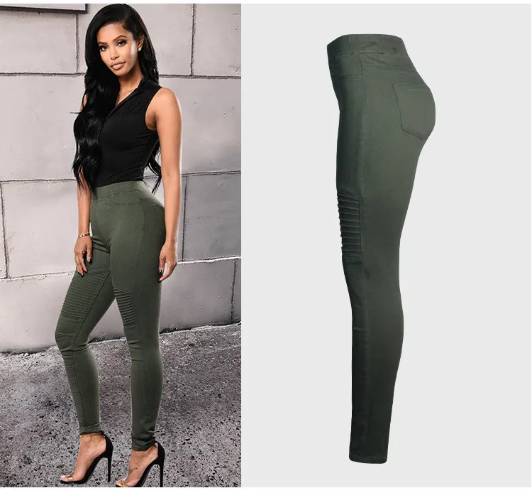 2018 fashion locomotive models Europe and the United States trend women's slim stretch thin high waist women's denim pencil pants elastic pants (3)