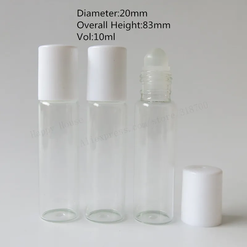 30pcs lot 10ml clear glass roll on bottle with white lids 10cc transparent roll on bottle 2