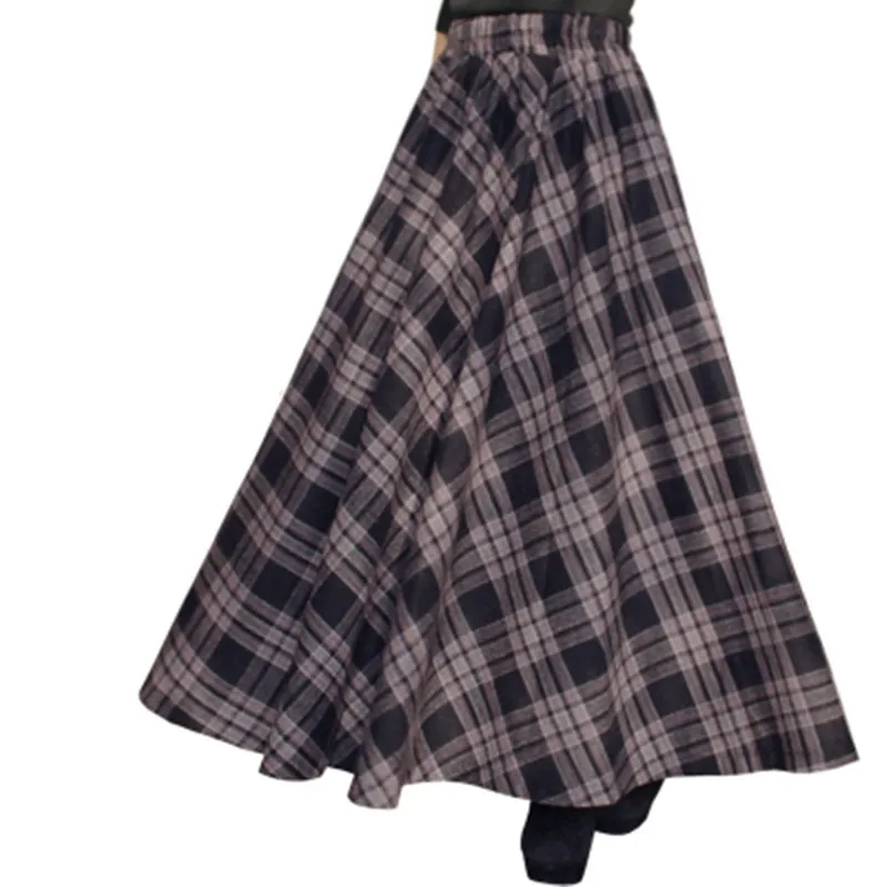 TIYIHAILEY-Women's Long Maxi Thick A-line Skirts, Elastic Waist