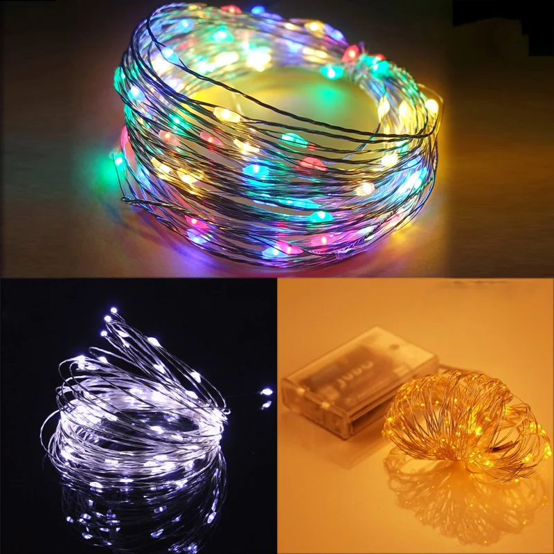 

LED String lights 10M 5M 2M Silver Wire Garland Home Christmas Wedding Party Decoration Powered by 5V Battery USB Fairy light