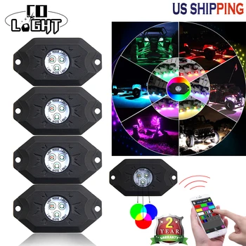

CO LIGHT 4 Pods RGB Running Lights with Bluetooth Controller Remote Multicolor Neon LED Light Kit for Timing Music Mode Flashing