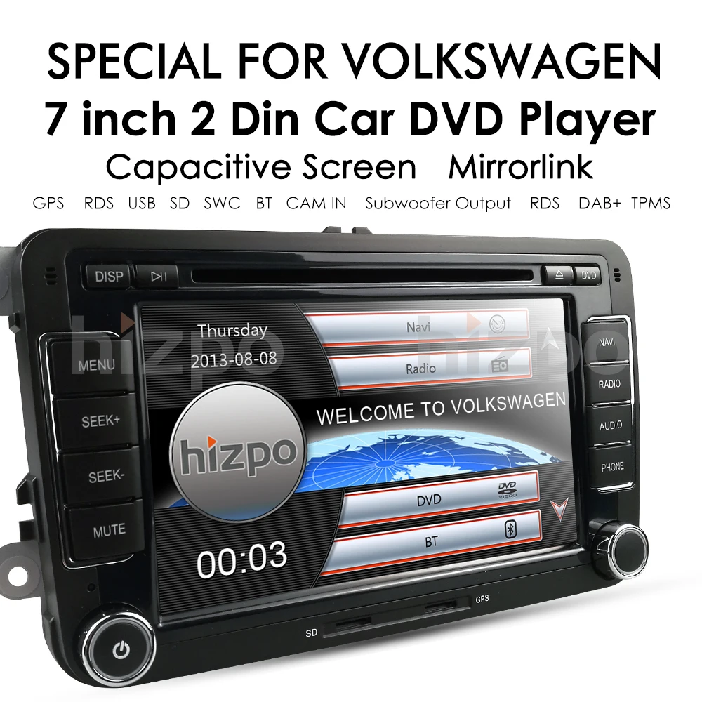 Excellent 7inch 2Din Auto Radio Car DVD Player Gps Stereo for VW Volkswagen SKODA GOLF 5 Golf 6 POLO PASSAT B5 B6 JETTA TIGUAN NAVI CD SWC 2