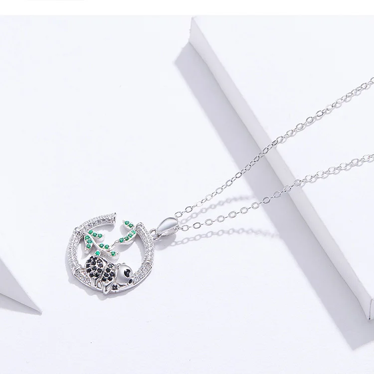 Bamoer 4 в 1 Ювелирные наборы Панда и бамбук дизайн ожерелье серьги кольцо браслеты для женщин серебро 925 ювелирные изделия ZHS130