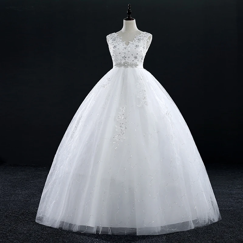 Fansmile реальные фотографии Vestidos de Novias Свадебные платья плюс размер винтажные кружевные круглые свадебные платья дешевые FSM-198F
