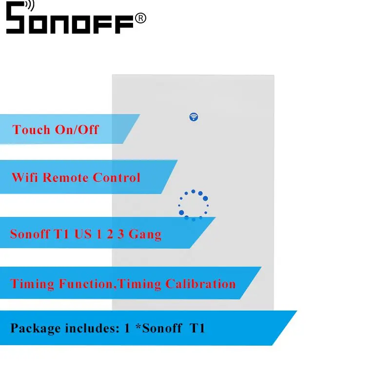 

Sonoff T1 US / AU WiFi RF / APP / Touch Control Wall Light Switch 1 /2 /3 Gang 86 Type Panel Wall Touch Light Switch Smart Home