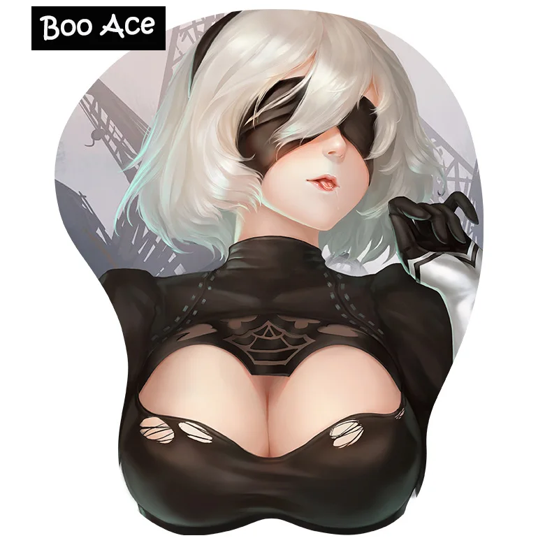 

New NieR:Automata 2B Sexy Gaming 3D Breast Mouse pad with Silicone GEL Wrist rest Size 26*22cm