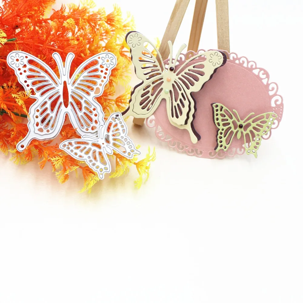 

2pcs Butterfly Metal Cutting Dies And Stamps Steel Craft Stencil Dies For Scrapbooking DIY Albums Decorations Paper Cards Making