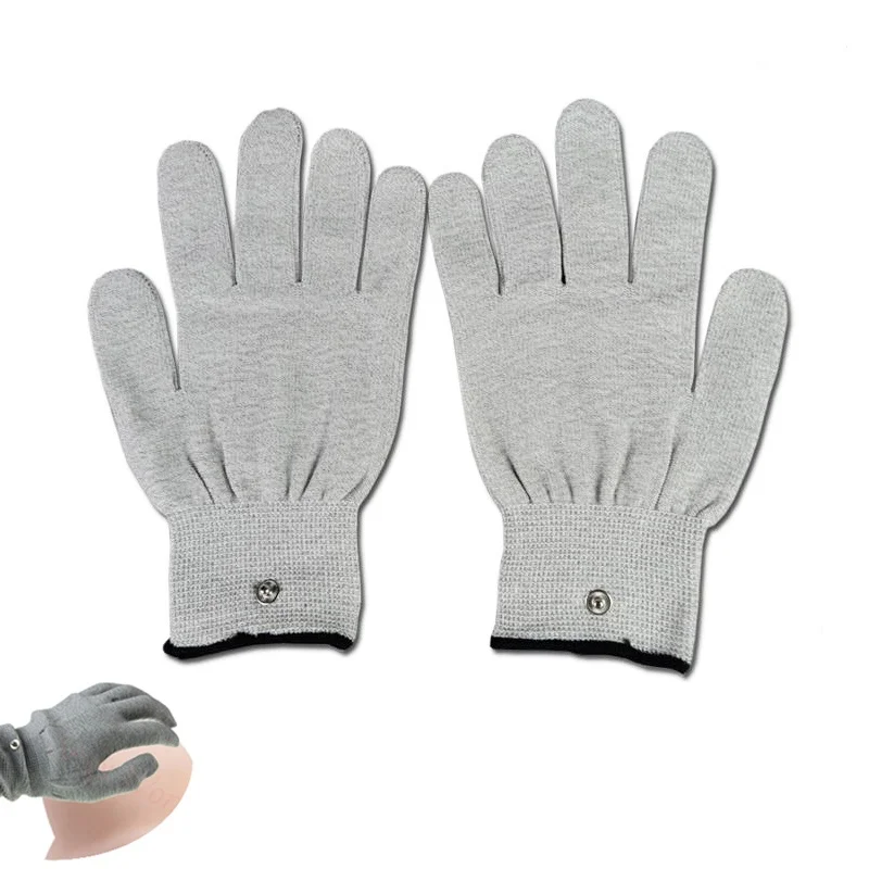 1 Pair Electrical Shock Silver Fiber Therapy Electrode Gloves Electro Shock Gloves Electricity