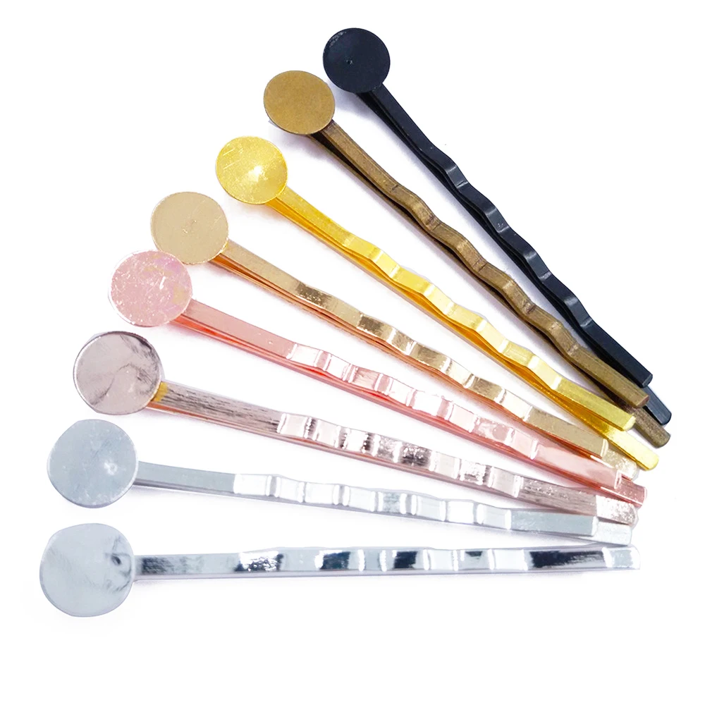 

Wholesale 700piece/lot 55mm with 8mm Flat Pad Hairpins Hair Pins Findings Hair accessories HPF03