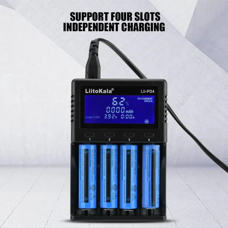 LiitoKala Lii-PD4 18650 Battery charger for 18650 26650 21700 18350 AAA AA 3.7 v / 3.2 v / 1.2 v /1.5 v of lithium NiMH battery LiitoKala Lii-PD4 18650 Battery charger for 18650 26650 21700 18350 AAA AA 3.7 v / 3.2 v / 1.2 v /1.5 v of lithium NiMH battery