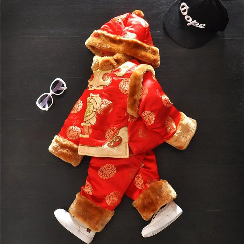 

Children's wear tang suit children cotton clothing male baby New Year 2016 new babies with thick cotton-padded clothes suit