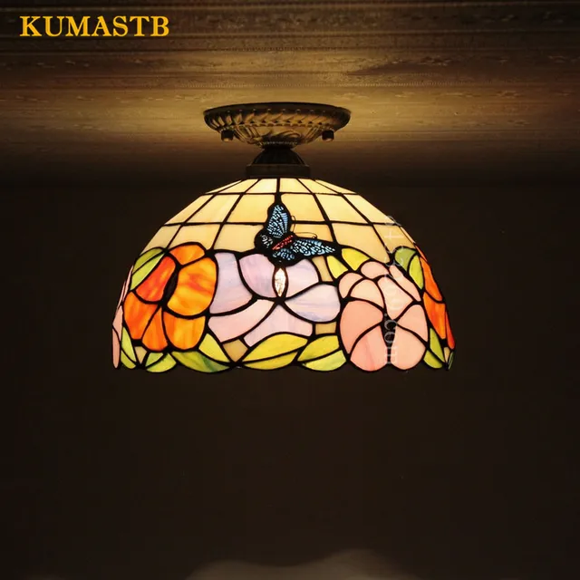 Flowers Shape Ceiling Light European Vintage Stained Gl Lamp For Flowers Shape Ceiling Light European Vintage Stained Gl Lamp For Bedroom Dining Room Fixture