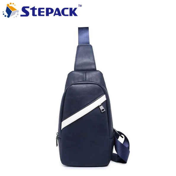 

New Arrival Creative Design PU Leather Men Oblique Cross Bag Splice Color Design Casual Crossbody Chest Bag Shoulder Bag