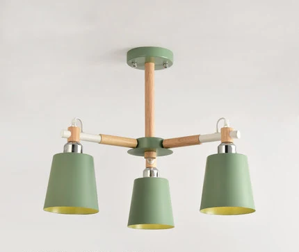 green 3 lights Современная Деревянная люстра китайский ресторан стиль спальни твердой древесины люстра гостиная кафетерий светодиодный светильник из дерева огни Деревянные люстры висит Подвесная лампа люстра светодиодная - Цвет абажура: green 3 lights