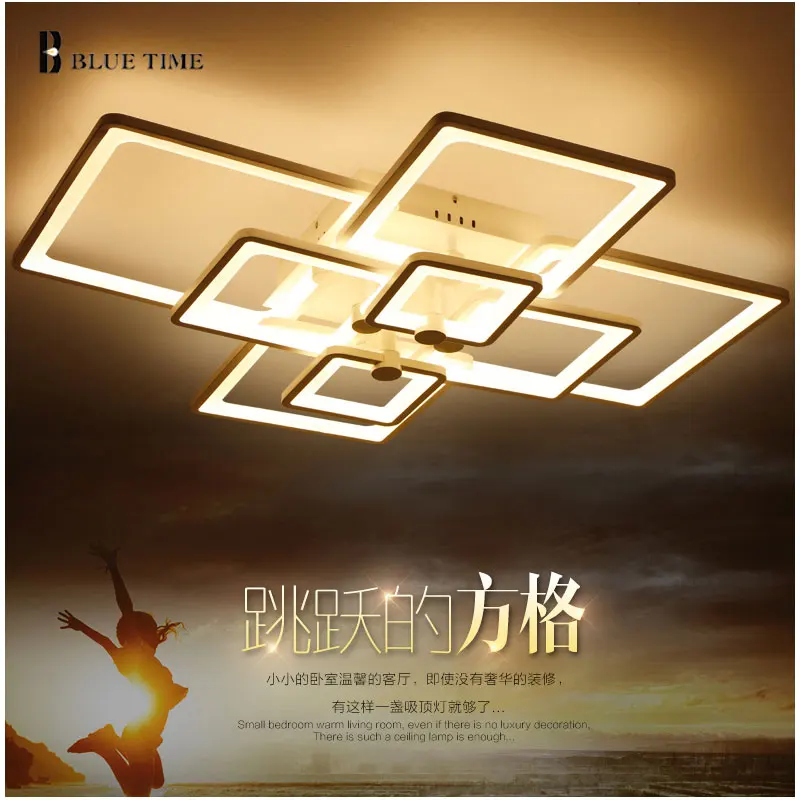 

Square Rings Modern Led Chandelier Home Living room Bedroom Dining room Led Lustres Acrylic White Body Led Chandeliers Lighting