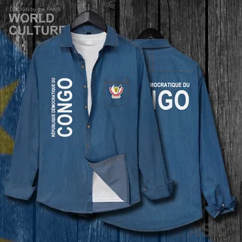 

DR Congo COD DRC DROC Congo-Kinsha Congolese Men Clothes Autumn Jacket Turn-down Jeans Shirt Long Sleeve Cowboy Coat Flag Top 20